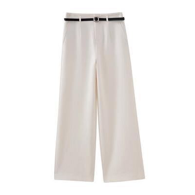 水云间高腰通勤显瘦腰带休闲裤