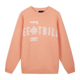 Fun2025秋冬季新款潮牌毛衣男女款宽松时尚字母圆领套头情侣款