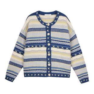 Basic House/百家好海洋星毛衣外套女2026春季新款慵懒风针织开衫