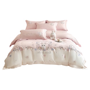 100支纯棉四件套全棉长绒棉2026新款被套床单公主风少女心床品