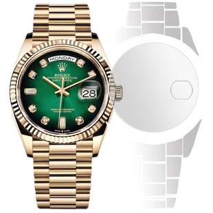 贴坏换新]适用于劳力士m228238星期日志型40DD表扣保护膜黑烟斗贴膜手表软膜表链后膜玻璃定制豪华版表耳侧面