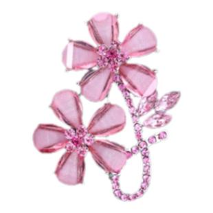 韩版ins镶水钻简约百搭双生花胸针优雅气质西装服装配饰别针