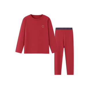 英氏儿童红色秋衣秋裤本命年保暖内衣套装男女新年款马年打底睡衣