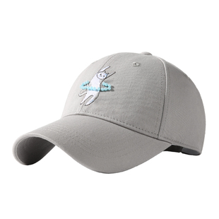 CACUSS帽子女款春季可爱小猫刺绣鸭舌帽纯棉软顶休闲显脸小棒球帽