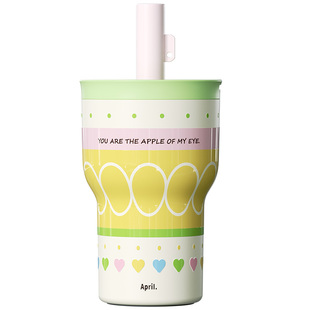 肆月女生喝水高颜值直饮吸管咖啡杯保温杯茶水分离水杯不锈钢杯子