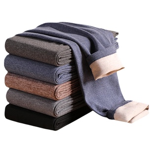 羊毛蚕丝秋裤男士加厚加绒德无痕发热保暖裤子打底棉毛裤内穿线裤