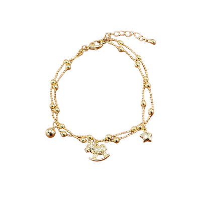 马年新款轻奢双层珠链小马手链