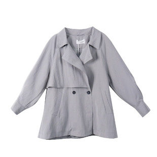 Jane express/简表达纯色格雷系女士外套通勤百搭风衣女CFY62002