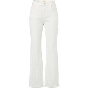 阿丹娜春夏新款白色棉质高腰牛仔裤修身微喇裤子百搭女裤官方正品