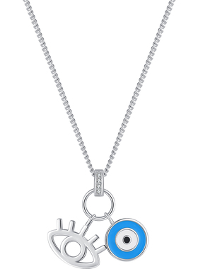 摩典925银欧美ins少女眼睛项链女