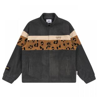 特惠6折起 EMPTY REFERENCE原创豹纹拼接摇粒绒立领夹克外套男女