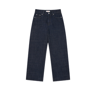 樱桃KIRSH 口袋绣花高腰水洗牛仔裤女2026早春韩系显瘦直筒休闲裤