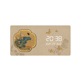 玄关装饰画新中式款客厅钟表沙发墙壁挂画国画电子时钟万年历挂钟