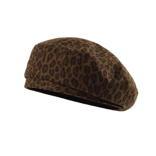 豹纹系列~平顶酷酷子帅气豹纹贝雷帽女不妥协个性画家帽复古文艺