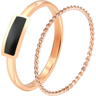 素圈麻花戒指18k女ins轻奢小众