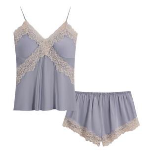 乐姿梦冰丝睡衣女夏天吊带短裤睡衣性感两件套装带胸垫薄款家居服