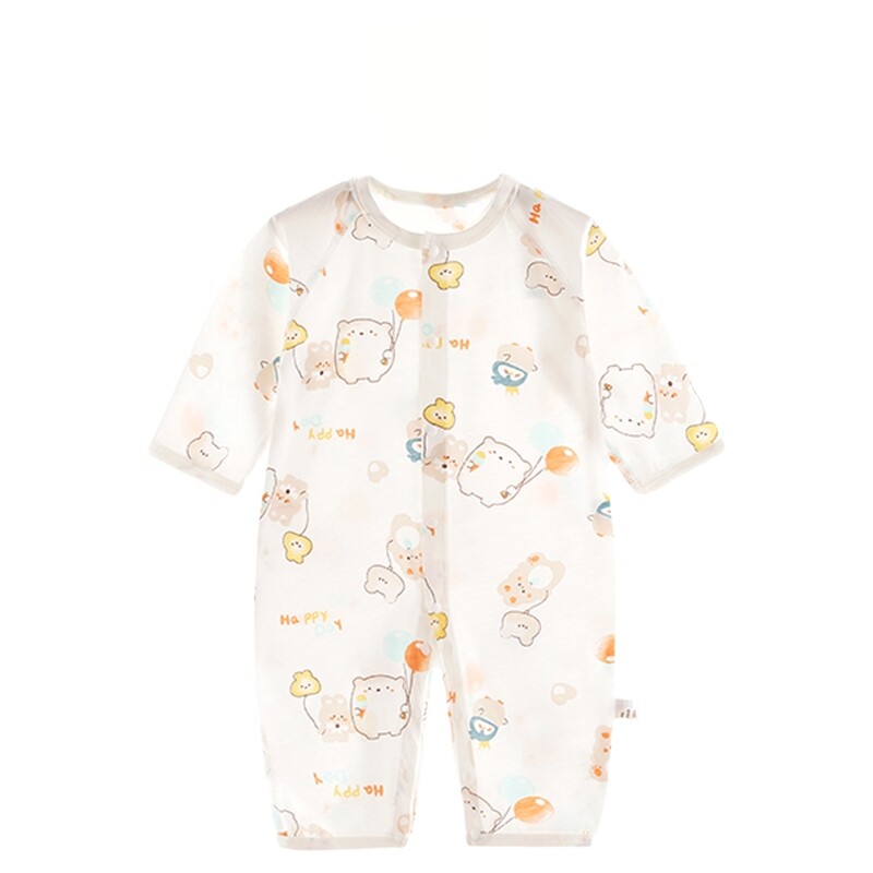 贝乐咿婴儿衣服夏季薄款连体衣长袖男女宝宝空调服婴幼儿睡衣夏天