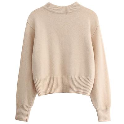 半高领短款毛衣女秋冬加厚高级感打底内搭中领长袖白色针织衫上衣