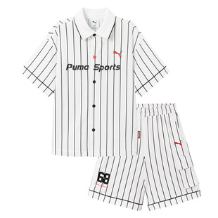 PUMA彪马童装2026夏季新款儿童男童短袖套装休闲衬衫短袖短裤套装
