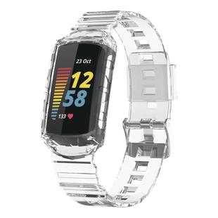fitbit表带charge6智能手环charge5替换4腕带charge3SE保护壳硅胶一体式冰川透明铠甲保护套男女运动手表表链