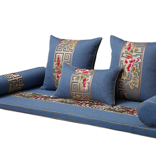 红木沙发坐垫新中式实木家具罗汉床椅垫子加厚套罩海绵乳胶带靠背