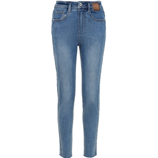 [塑型裤]ONLY2026春季新款加绒内里高腰弹力紧身小个子九分牛仔裤