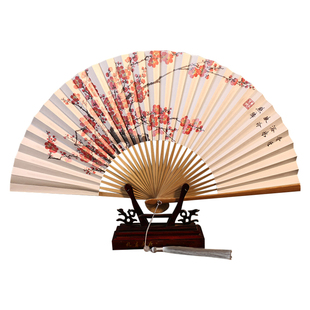 8寸中国风油竹古风扇子千里江山折扇印刷古典男折扇宣纸戏曲纸扇