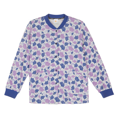 铜牛精梳棉毛开襟印花家居女衫