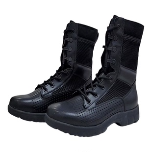 2026春夏机场安检超轻透气网战靴男女马丁靴安保户外黑色工装鞋