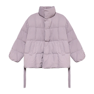 贰羊设计【知沐】氛围感紫色短款立领羽绒服女冬毛毛围脖保暖外套