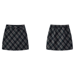 商场同款|森马半身裙女冬半松紧腰仿呢格纹短裙2025新款辣妹A字裙
