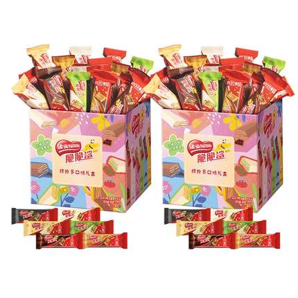 雀巢脆脆鲨混合口味12.5g*60条共2盒装威化饼干年货送礼解馋零食