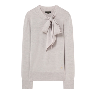 【美丽诺羊毛】Scofield女简洁温柔蝴蝶结系带针织衫2026春季新品