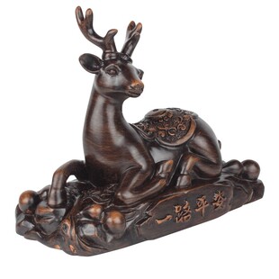 一路平安鹿汽车香水摆件车内饰品男士车载高档中控台木纹装饰用品