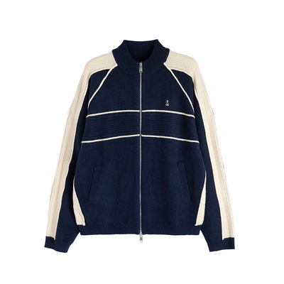 roaringwild撞色拼接拉链毛衣