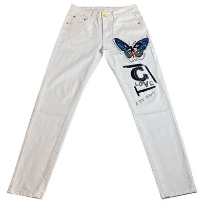 印花刺绣图案欧洲站男潮牛仔裤