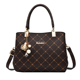 手提包女2025新款大气老花包中年女包妈妈包大容量单肩斜挎包通勤