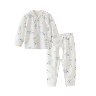 哇哇宝宝套装分体秋衣秋裤a类纯棉薄款长袖睡衣开档家居婴儿衣服