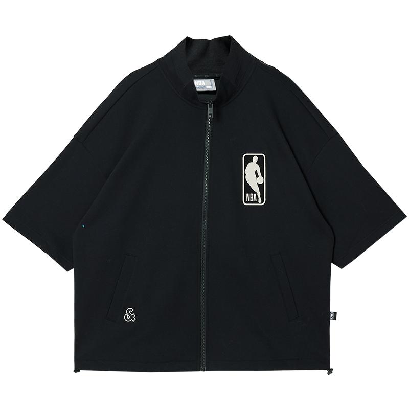 【NBA联名】杰克琼斯男短袖卫衣上衣精致刺绣立领百搭舒适简约