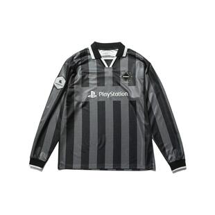F.C.REAL BRISTOL PS联名比赛服新款足球领条纹宽松版上衣长袖T恤