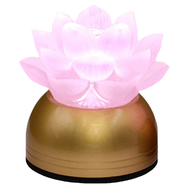 粉色琉璃灯铜长明灯铝LED荷花灯