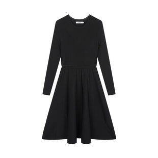 【小黑裙】商场同款LILY2025新款女装修身圆领黑色针织裙连衣裙