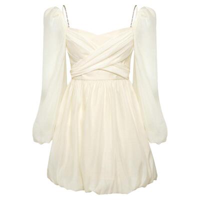 糖力仙气花苞连衣裙欧根纱女