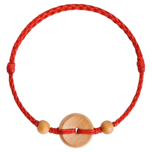 普陀山桃木护身平安扣红绳手链男女转运珠编织手绳宝宝儿童保平安