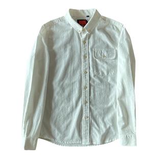 日单牛津纺衬衫水洗棉磨毛长袖男宽松上衣纯色春季打底衫男春装潮