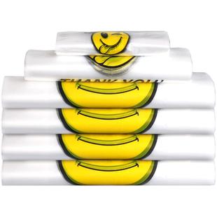 笑脸塑料袋子一次性透明外卖打包带方便购物手提小号定制商用袋子