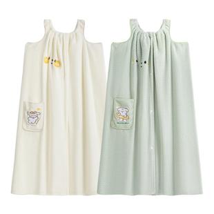 三利浴袍女吸水速干四季通用吊带浴裙可穿式浴巾抗菌浴衣睡袍新款