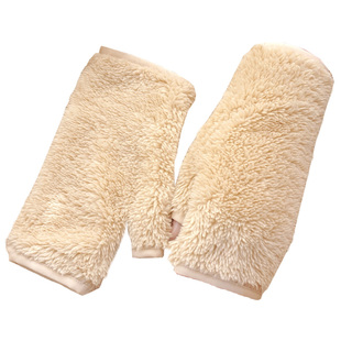 歌诺达秋冬女新款亲子毛绒半指手套加厚保暖露指触屏学生写字办公