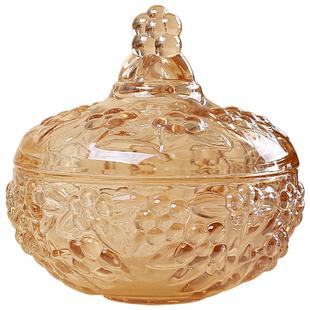 欧式水晶玻璃糖果罐带盖小精致糖缸储物罐创意摆件糖罐可爱玻璃罐