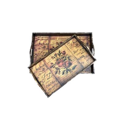 欧雅居美式托盘木质长方形杯子盘茶几创意田园风格水果盘酒店商用